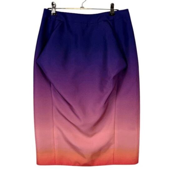 Rebecca Minkoff Ombre Knee Length Skirt Pockets Back Reversible Zipper Size 10 - Picture 2 of 13